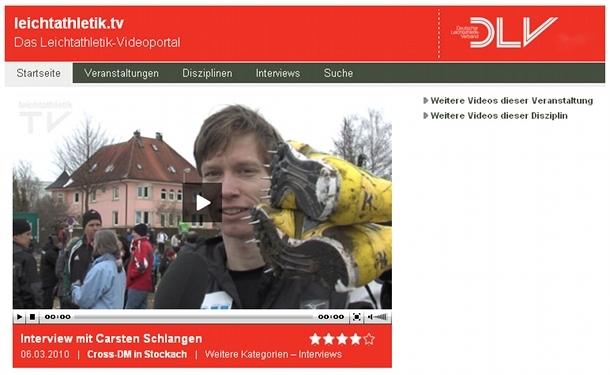 Cross DM Stockach 2010 - Video Leichtathletik.tv - Männer Mittelstrecke. Carsten Schlangen Interview